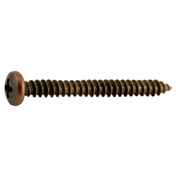 Midwest Fastener Sheet Metal Screw, #8 x 1-1/2 in, Bronze Steel Pan Head Phillips Drive, 30 PK 35952